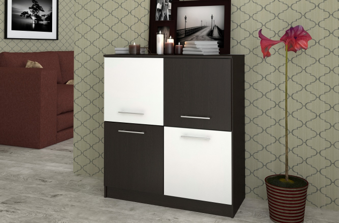 Комод "Контраст 3" ЛДСП, венге цаво/белый гладкий