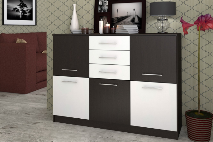 Комод "Контраст 10" ЛДСП, венге цаво/белый гладкий