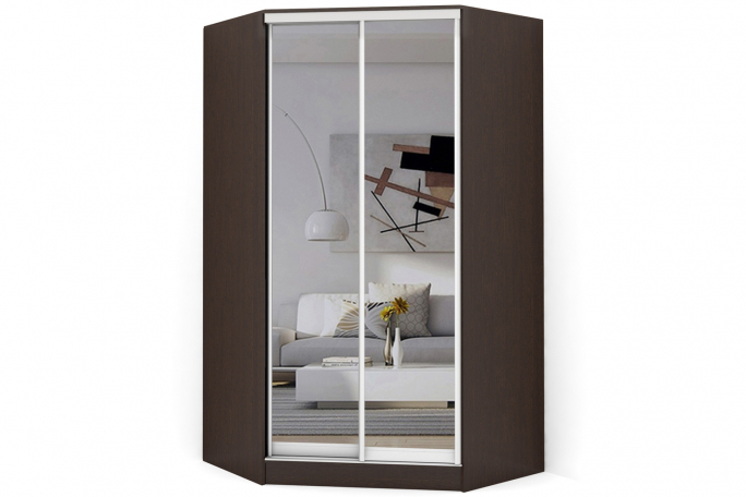 Шкаф-купе угловой "Версаль" Б\П\Б зеркало, с ящиками, венге цаво