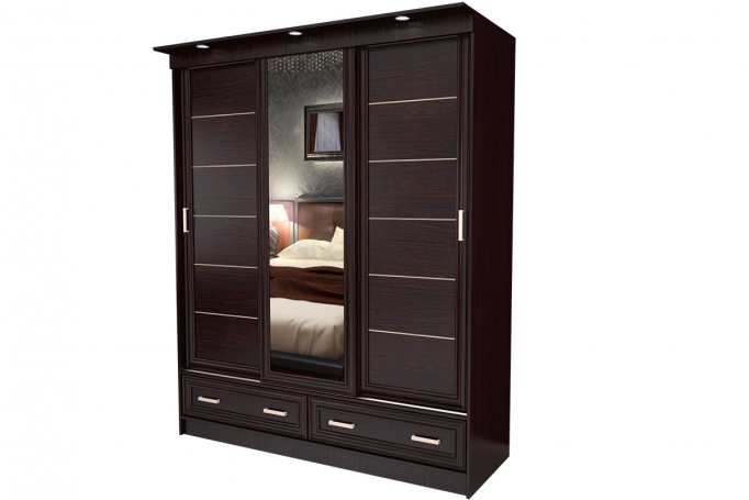 Шкаф-купе "Миллениум Лайн 8х+1" с подсветкой, венге цаво, 180x55x220