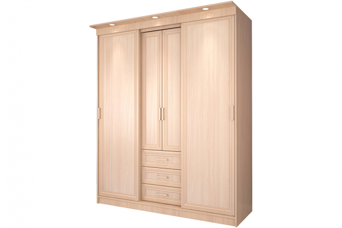 Шкаф-купе "Миллениум Р-5х" с подсветкой, дуб млечный