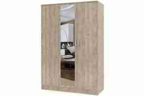 Шкаф распашной "лайт" 3-х створчатый с зеркалом, боб пайн, 140х60x220