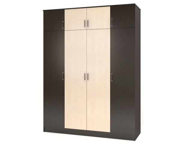 Шкаф распашной "Лайт" 4-х створчатый с антресолью, 220х60х240, венге/дуб млечный