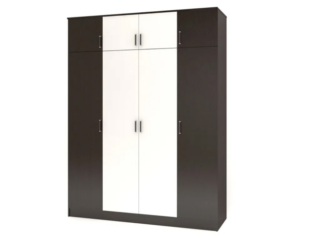 Шкаф распашной "Лайт" 4-х створчатый с антресолью, 220х60х240, венге/белый