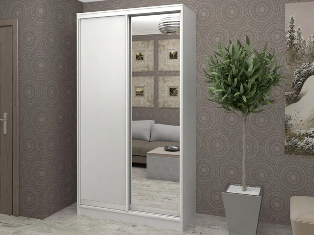 Шкаф-купе "Версаль" 2-х створчатый, 1 зеркало, 130х60х220, белый