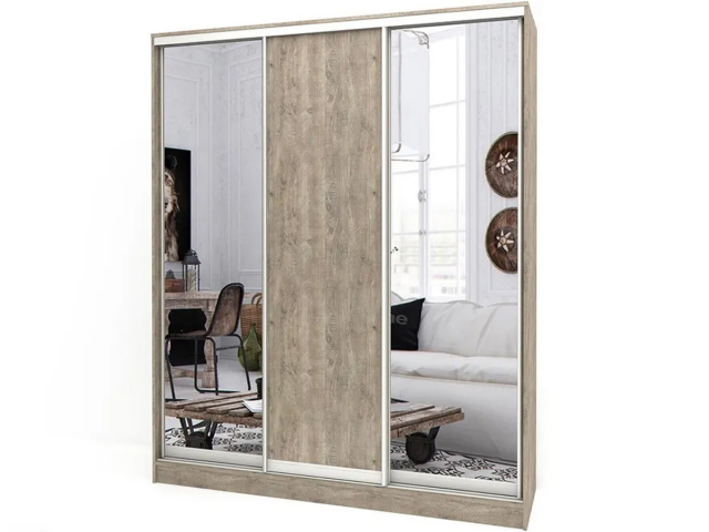 Шкаф-купе "Версаль" 3-х дверный ЛДСП, 2 зеркала, 190х60х220, боб пайн