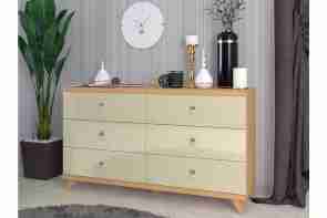 Комод "Ренди-7" МДФ с фрезеровкой, Зефир DM703-HG (ХГ)/бук бавария светлый