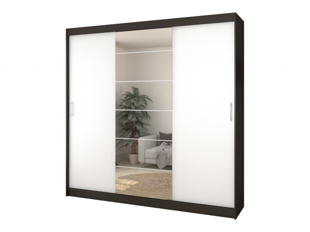 Шкаф-купе "Лучший 1" 3 створки, 200х55x220, венге цаво/белый гладкий, зеркало