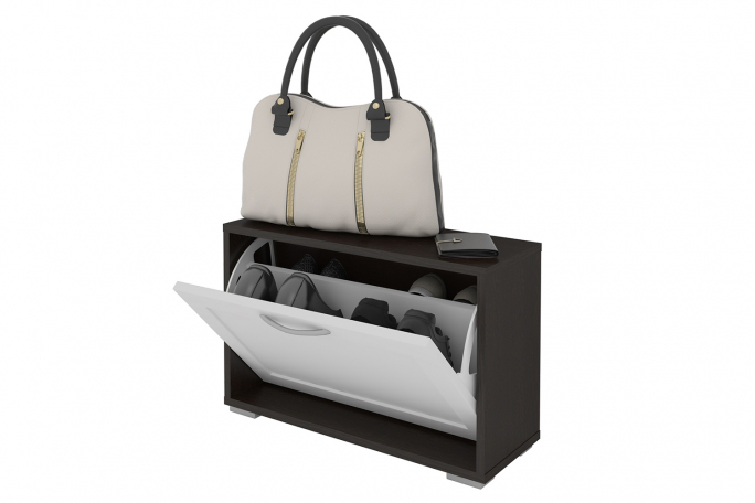 Тумба для обуви "Мира 1.1 М" рамка МДФ, венге цаво/белый