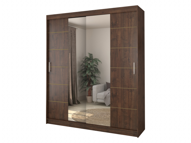 Шкаф-купе "Лучший 6" с зеркалами, 160х55х220, дуб апрель темный