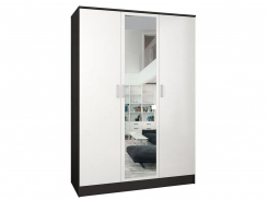 Шкаф для одежды распашной "лайт" 3-х створчатый с зеркалом, 180х55х220, венге цаво/белый гладкий, бельевой отдел слева