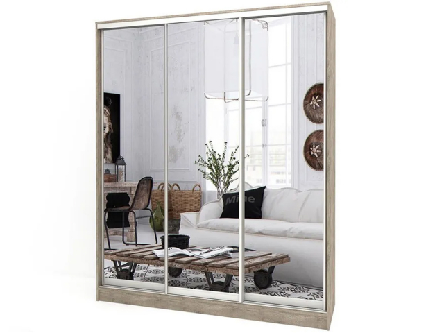 Шкаф-купе "Версаль" 3-х дверный, 3 зеркала, 180х60х220, дуб сонома