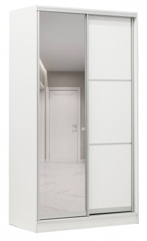 Шкаф-купе 2-дверный,1210х590, вариант 4, вставки/зеркало, белый жемчуг