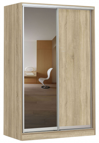 Шкаф-купе 2-дверный,1540х590, вариант 2, ЛДСП/зеркало, дуб сонома