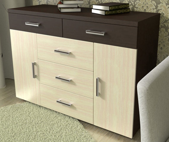 Комод "Лидер 2.5" дуб апрель темный/дуб табачный, в наличии 1шт