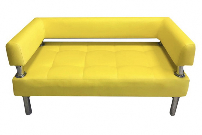 Диван "Сантьяго" с боковинами, желтая экокожа, 130x58х80