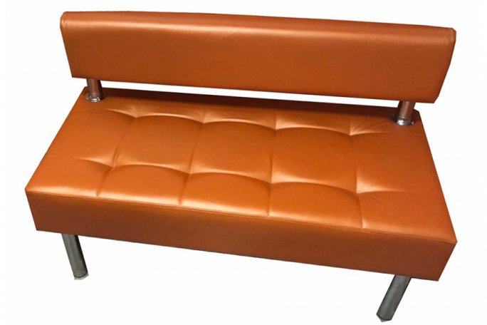Диван "Сантьяго" без боковин, оранжевая экокожа, 120x58х80