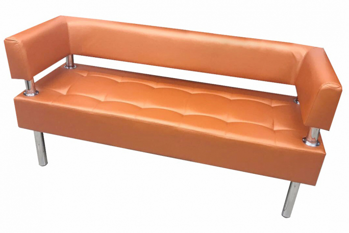 Диван "Сантьяго" с боковинами, оранжевая экокожа, 130x58х80
