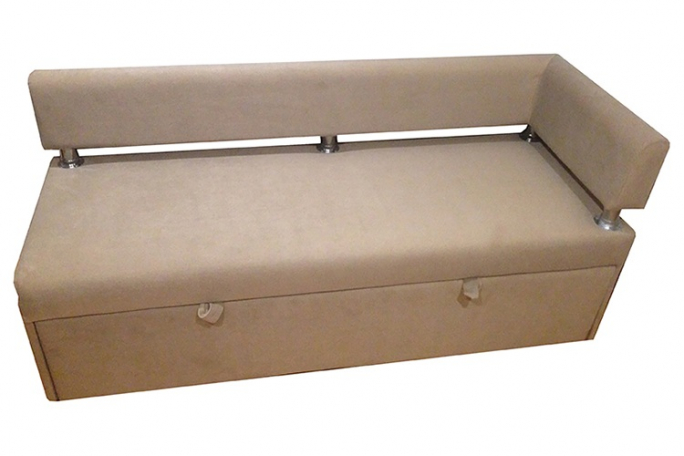 Диван-кровать кухонный "Дельфин" правый подлокотник, бежевый микровелюр, 170x62х80
