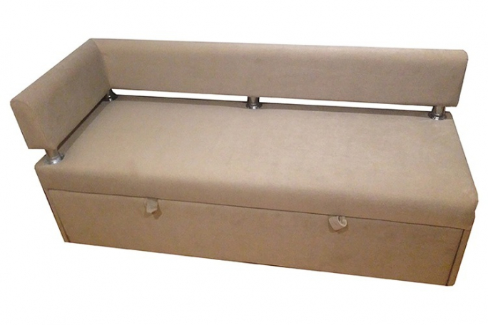 Диван-кровать кухонный "Дельфин" левый подлокотник, бежевый микровелюр, 180x62х80