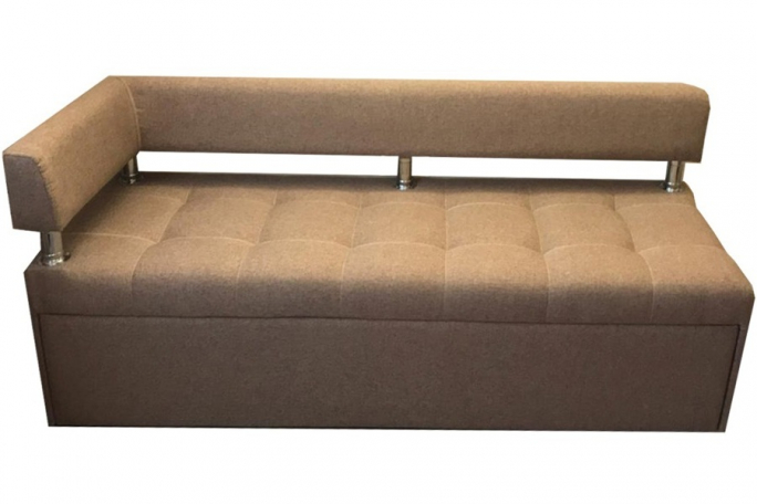 Диван-кровать кухонный "Дельфин" левый подлокотник, светло-коричневая рогожка, 160x62х80
