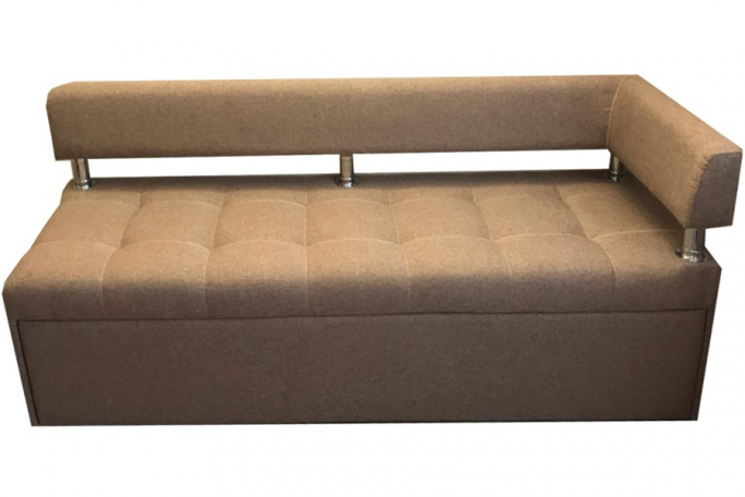 Диван-кровать кухонный "Дельфин" правый подлокотник, светло-коричневая рогожка, 180x62х80
