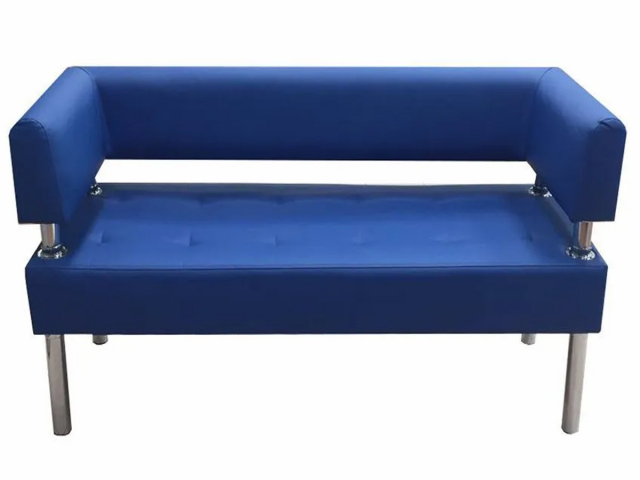 Диван "Сантьяго" с боковинами, 140x58х80, синяя экокожа