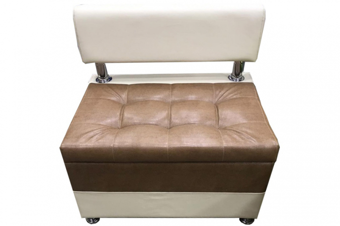 Диван кухонный "Парма" без боковин, капучино/бежевая экокожа, 100x60х80