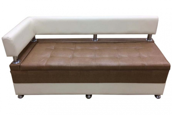 Диван кухонный "Парма" левый подлокотник, капучино/бежевая экокожа, 140x60х80