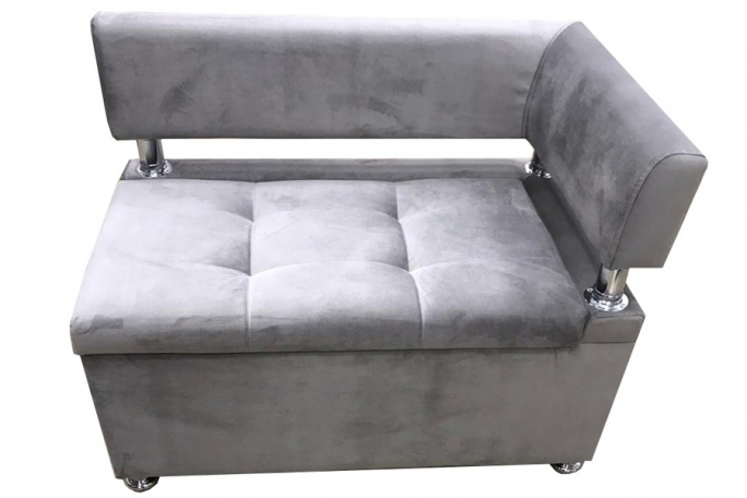 Диван кухонный "Парма" правый подлокотник, серый микровелюр, 100x60х80