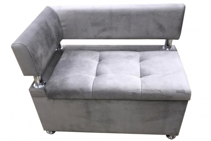 Диван кухонный "Парма" левый подлокотник, серый микровелюр, 100x60х80