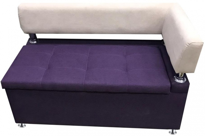 Диван кухонный "Парма" правый подлокотник, бежевый/фиолетовый велюр, 80x60х80