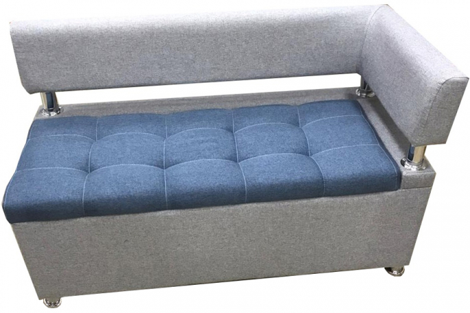 Диван кухонный "Парма" правый подлокотник, серая/голубая рогожка, 120x60х80