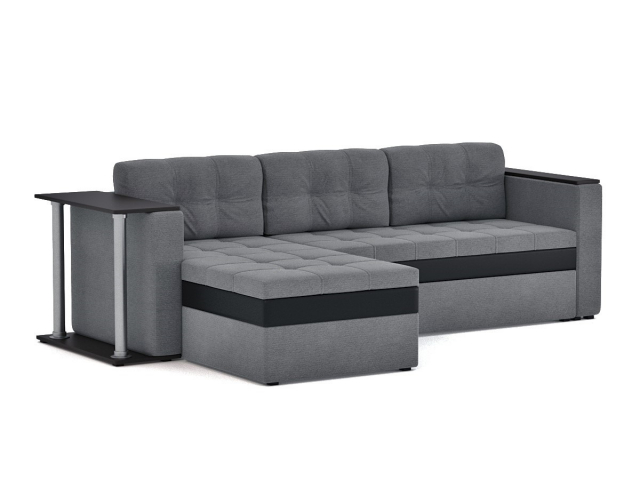 Угловой диван-кровать "Атланта" со столиком Эконом Дрим Грей, левый угол