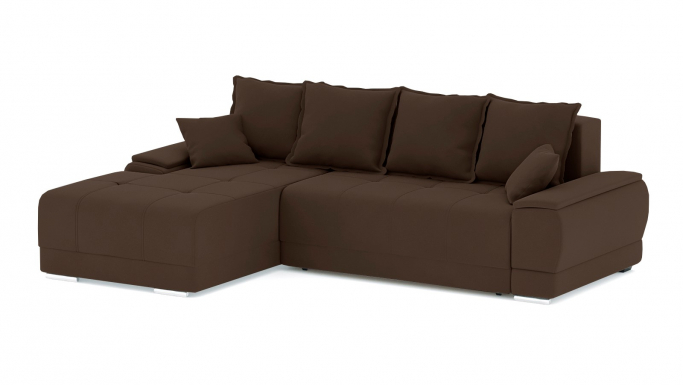 Диван-кровать угловой "Nordviks (Нордвикс) мини" велюр Зара браун 20, левый угол
