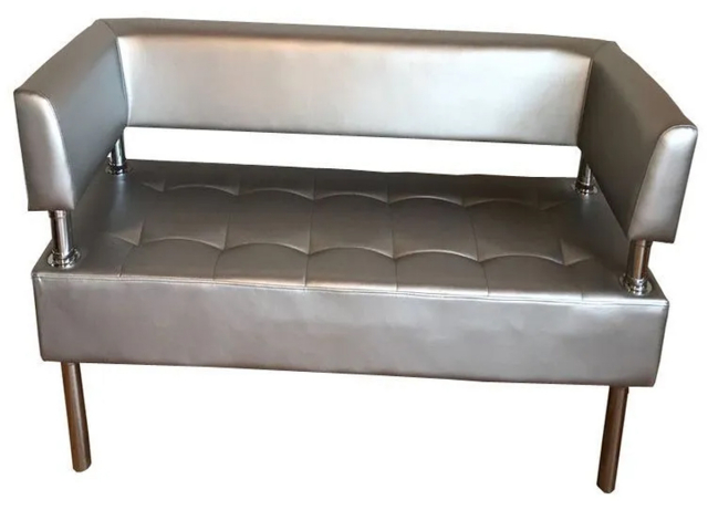 Диван "Сантьяго" с боковинами, серебристая экокожа, 100x58х80