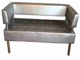 Диван "Сантьяго" с боковинами, серебристая экокожа, 100x58х80