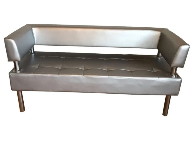 Диван "Сантьяго" с боковинами, серебристая экокожа, 160x58х80