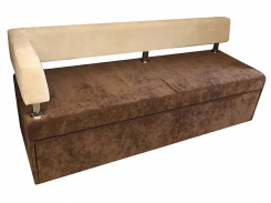 Кухонный диван-кровать "дельфин", 200х62х80, коричневый/бежевый микровелюр, левый