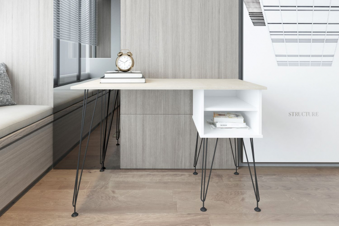 Стол письменный "МегаKraft-12" белый/бетон лофт бежевый