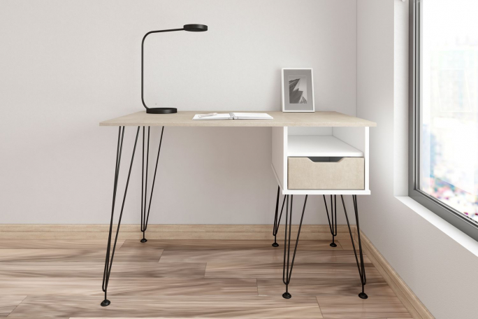 Стол письменный "МегаKraft-11" белый /бетон лофт бежевый