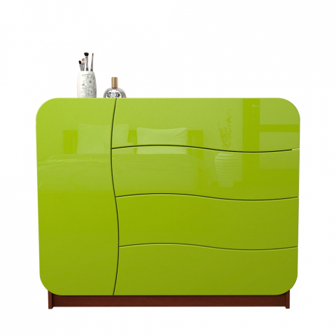 Комод "Мебелеф-32" орех итальянский/яблоко глянец, ящики справа