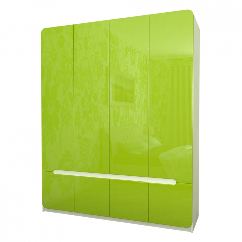 Шкаф "Мебелеф-14" белый/яблоко глянец