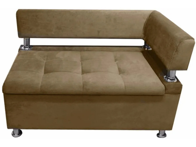 Диван кухонный "Парма" с подлокотником, 100x60х80, коричневый велюр, правый