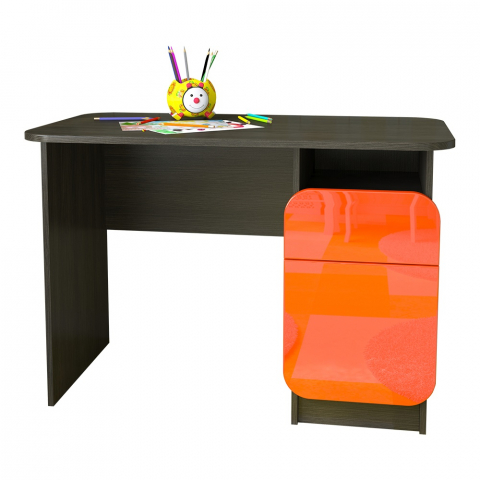 Письменный стол "Мебелеф-7" венге/оранжевый глянец, тумба справа