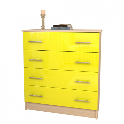 Комод "Мебелеф-7" дуб молочный/Лонган HG (ХГ) 005 глянец,