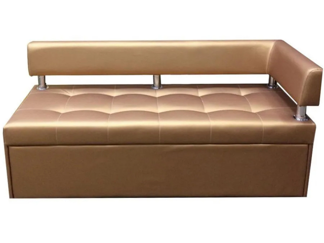 Диван-кровать кухонный "Дельфин" с подлокотником, 170x60х80, золотая экокожа, правый