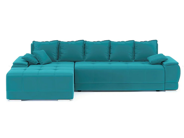 Угловой диван-кровать "Nordviks (Нордвикс)" НПБ, еврокнижка, велюр Зара Азур 48, левый угол