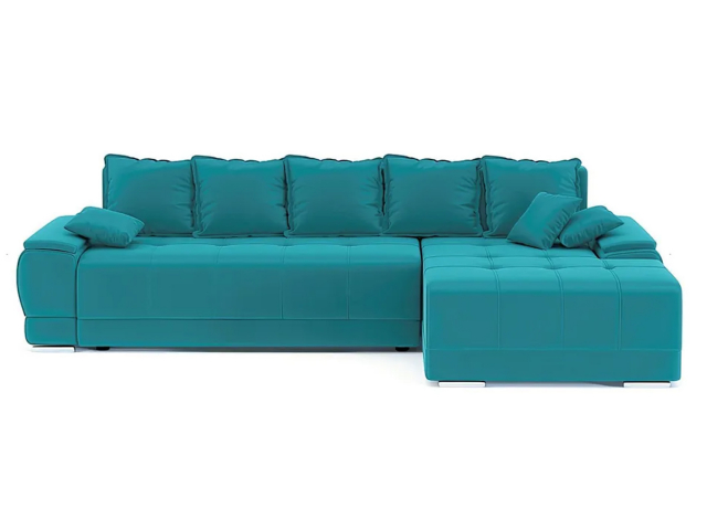 Угловой диван-кровать "Nordviks (Нордвикс)" НПБ, еврокнижка, велюр Зара Азур 48, правый угол