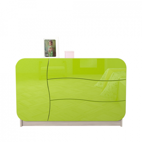 Комод "Мебелеф-30" дуб молочный/яблоко глянец, ящики справа